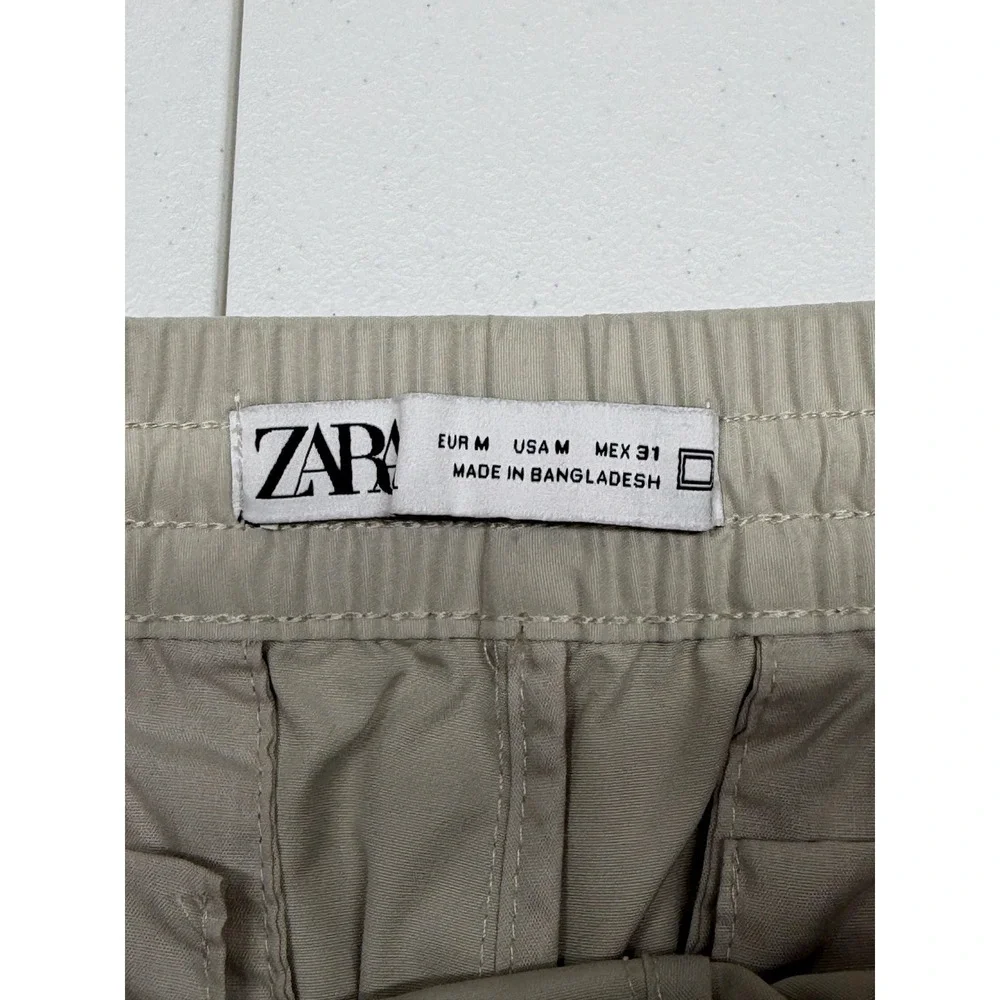 Zara Pants Mens Medium Beige‎ Cargo Joggers Elastic Waist Create To Progress